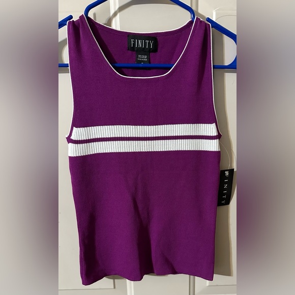Finity Tops - Finity purple and white sweater like tank